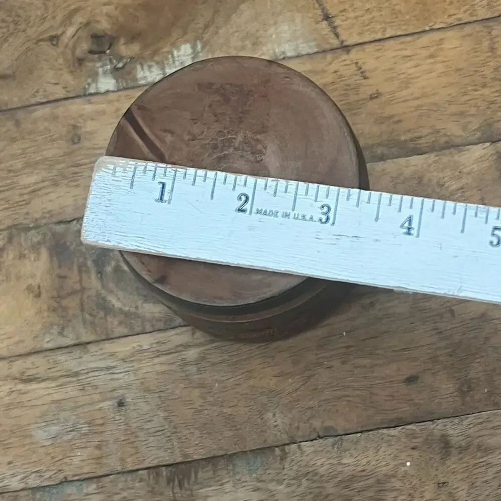 Vintage Hand Carved & Turned Solid Wood Container Trinket Box Lid 4
